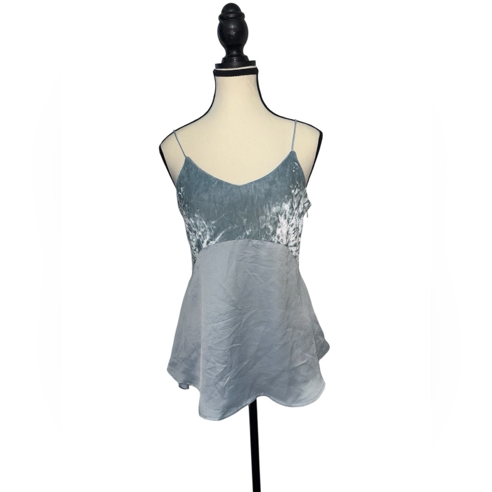 Women’s Cadet Blue Velour Cami Blouse - Adjustable Straps K / lab Small